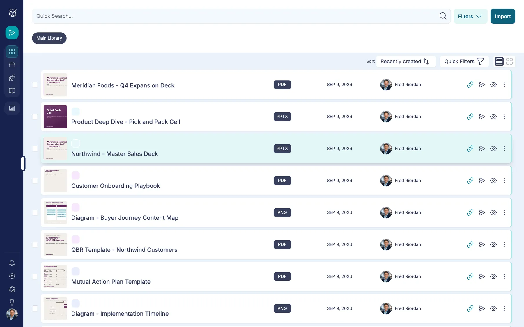Content library with organized, tagged assets in Content Camel