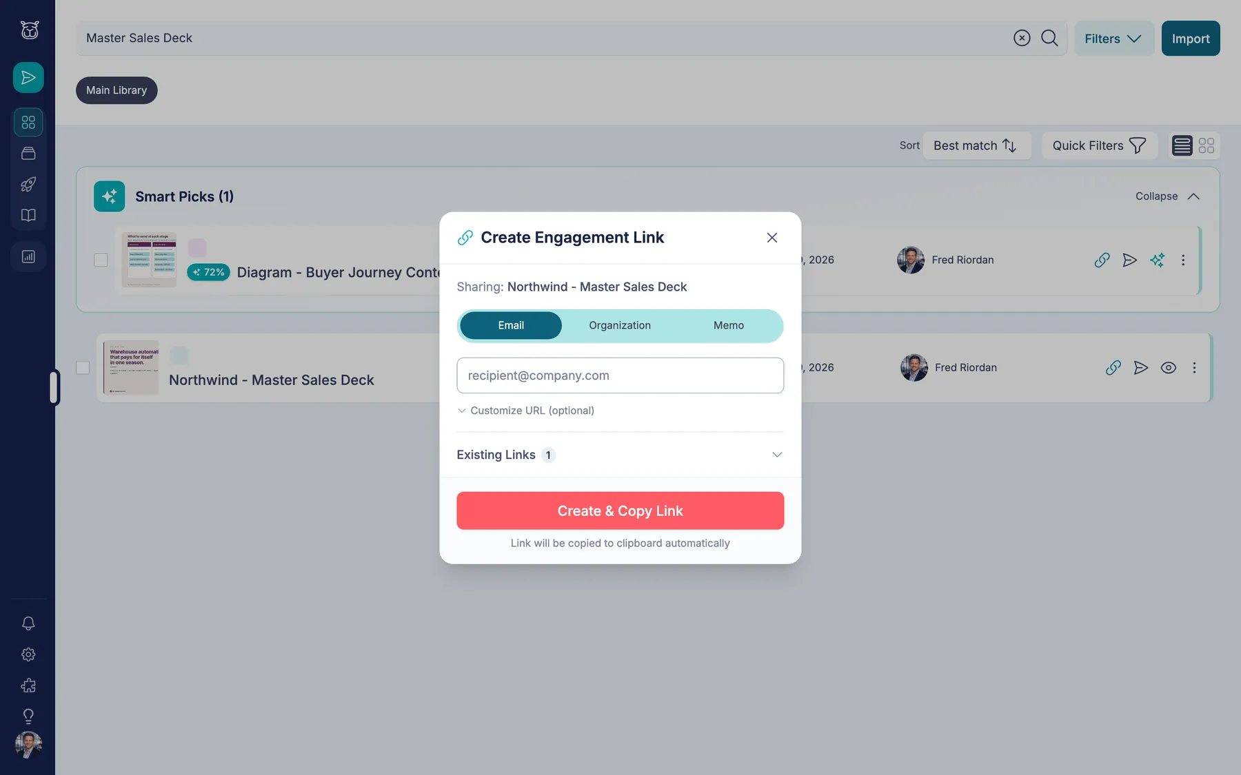 Creating a trackable engagement link in Content Camel